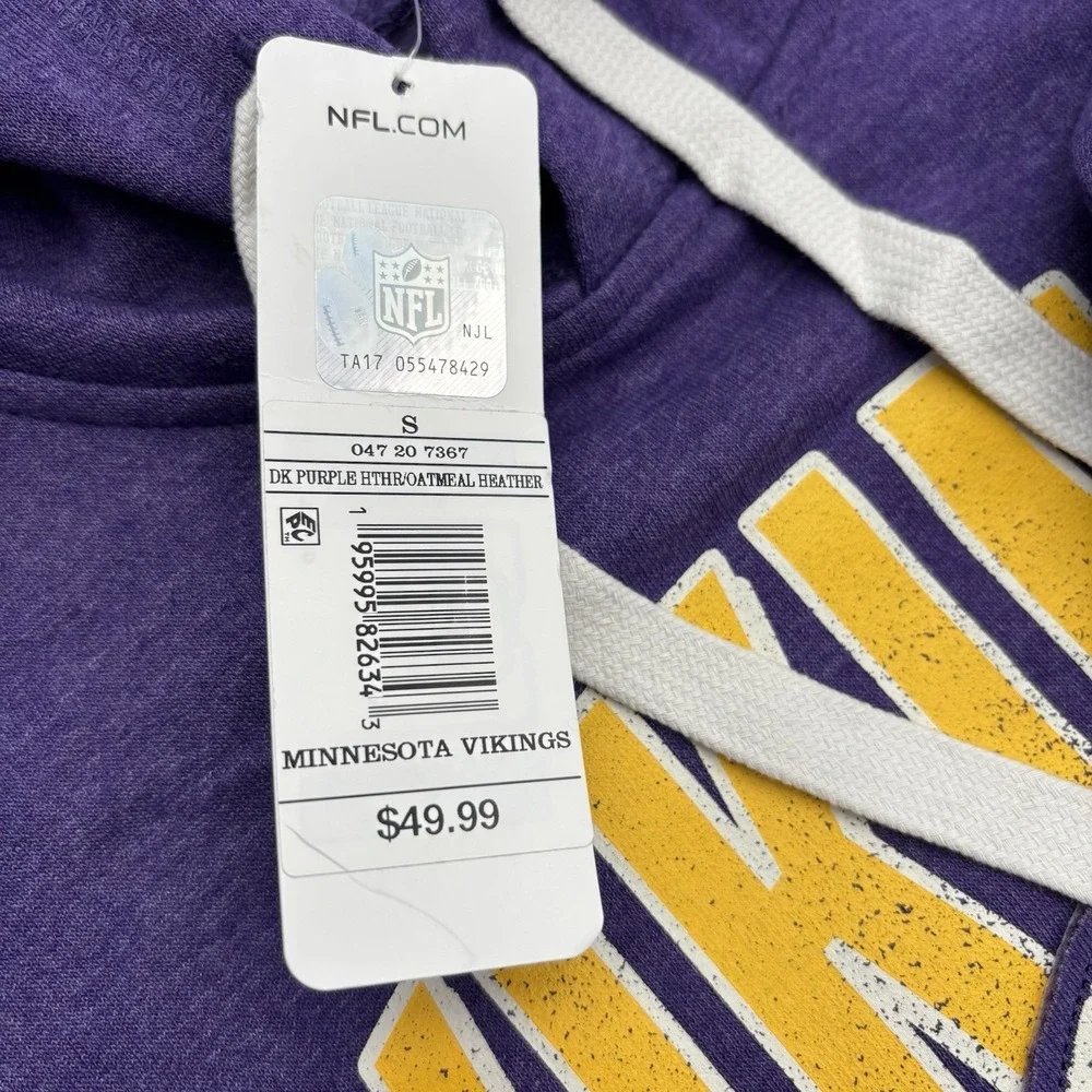 Minnesota Vikings Hoodie Mens Small NWT NFL Team Apparel Purple Pullover Logo